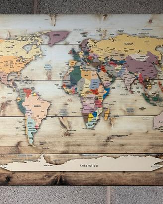 Quadro Mappa del Mondo 90x60 cm