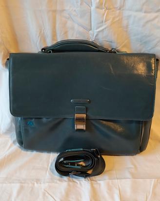 borsa da lavoro Piquadro blu in pelle 