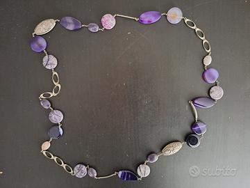 Parure Vintage Argentata e Pietre Dure Viola