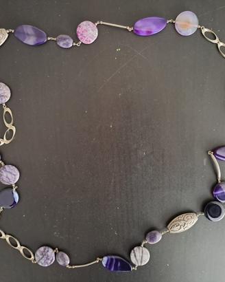 Parure Vintage Argentata e Pietre Dure Viola