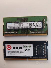2 banchi RAM 4 GB DDR3 Samsung e Qumox