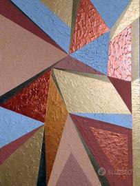 Dipinto astratto geometrico metallizzato