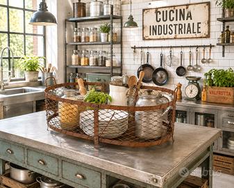 Contenitore cesta industriale anni 50 metallo
