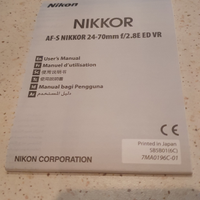 Manuale istruzioni nikon AF-S 24-70 ED VR 2,8 zoom