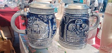 2 Boccali da birra vintage tedesco con coperchio