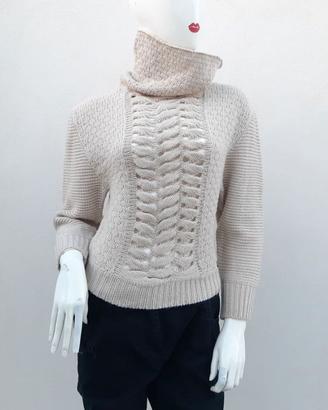 Pullover,  corto  collo  alto, intrecciato  . S/M
