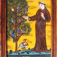 Dipinto S. Francesco - pittura su vetro I° 900 aut