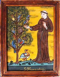 Dipinto S. Francesco - pittura su vetro I° 900 aut