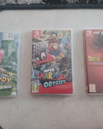 3 giochi Nintendo switch Kirby Mario Dragonball