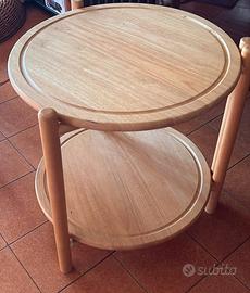 Tavolino Pieghevole in Legno con Vassoio Girevole