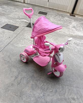 triciclo a pedali con asta per adulti 