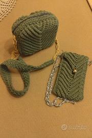 Borsello e porta cellulare lavorato all'uncinetto