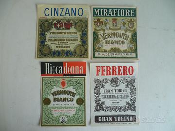 Etichette  Cinzano ,Riccadona, Ferrero, Mirafiori