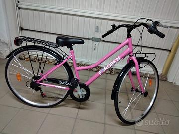 bici trekking donna rosa con sponsor 