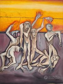 Olio su tela, "Dachau" (1975), Paolo Lazzerini