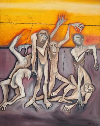 Olio su tela, "Dachau" (1975), Paolo Lazzerini