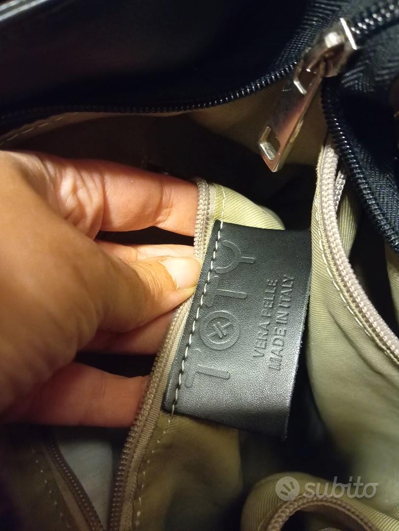 Borsa nera in vera pelle a spalla Abbigliamento e Accessori In