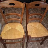 4 sedie con seduta in paglia 
