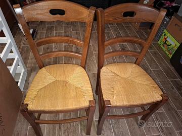 4 sedie con seduta in paglia 