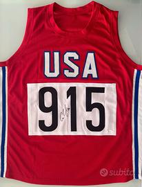 Carl Lewis Atletica canotta USA autografata Sport