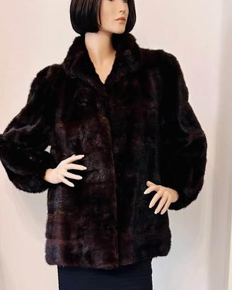 Giacca pelliccia visone marrone castagna vintage