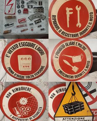 vintage collezione cartelli sicurezza  officina 