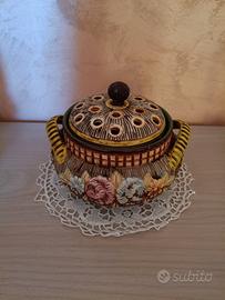 Vecchio centrotavola in ceramica firmato Deruta 