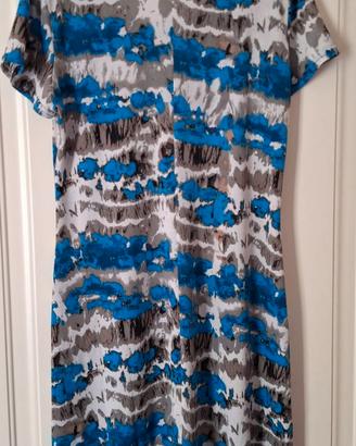 Abito donna manica corta azzurro nero