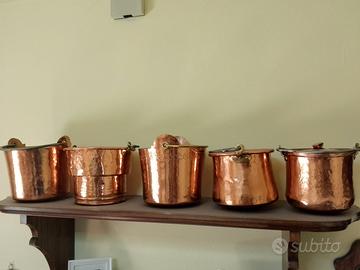 Pentole in rame martellato