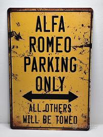 Targa Metallo Vintage Alfa Romeo Parking 30x20cm
