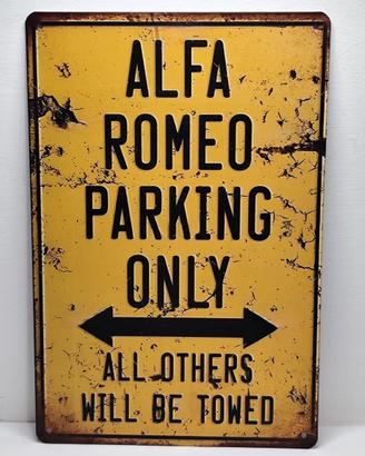 Targa Metallo Vintage Alfa Romeo Parking 30x20cm
