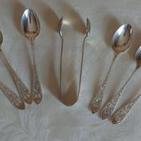 Set di 6 cucchiaini e pinze argento sterling 925
