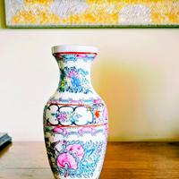 Vaso cinese porcellana bianca con decori