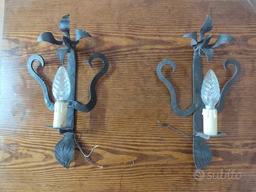 Coppia Applique Vintage in Ferro Battuto. 