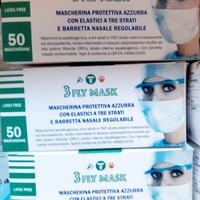 CONFEZIONE DA 50 MASCHERINE PROTETTIVE AZZURRE