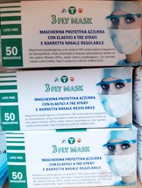 CONFEZIONE DA 50 MASCHERINE PROTETTIVE AZZURRE