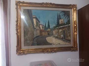 Quadro a olio 'veduta di Via San Leonardo'