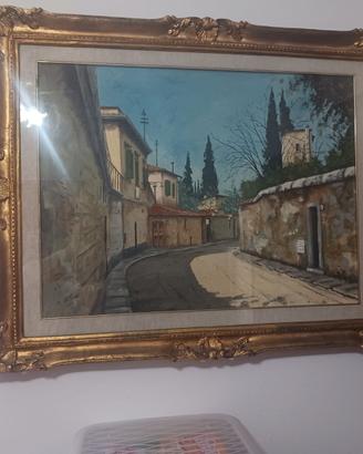 Quadro a olio 'veduta di Via San Leonardo'