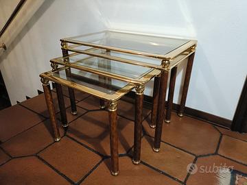 Tavolini in ottone e vetro 