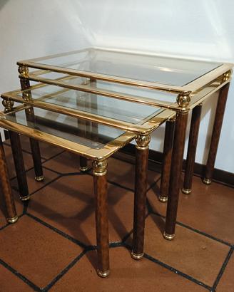 Tavolini in ottone e vetro 