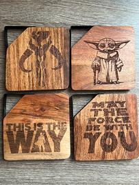 Set 4 Sottobicchieri legno the mandalorian