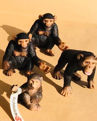 SCHLEICH - FAMIGLIA SCIMPANZE’ - 4 pezzi -