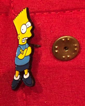 Spilla vintage in metallo smaltato Bart Simpson