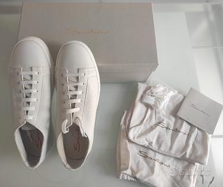 Santoni sneaker uomo pelle bottalata bianca  42.5