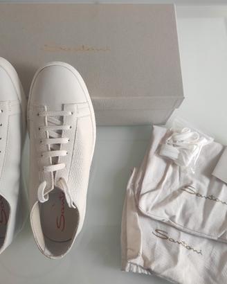 Santoni sneaker uomo pelle bottalata bianca  42.5