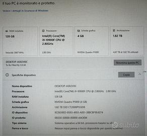 Workstation PC Intel i9 – 128 GB RAM – SSD 2 TB