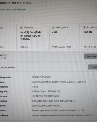 Workstation PC Intel i9 – 128 GB RAM – SSD 2 TB