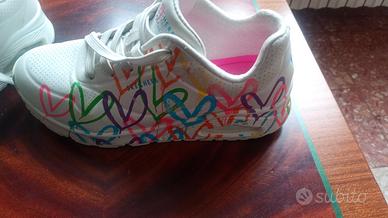 Sneakers Skechers  Uno Highlight Love bianche.