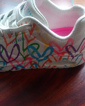 Sneakers Skechers  Uno Highlight Love bianche.