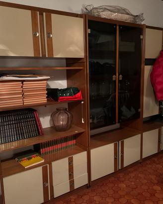 Parete attrezzata mobile soggiorno legno e bianco